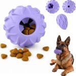 Dog Chew Toy for Aggressive Chewers, Interactive Treat Dispensing Toy for Large & Medium Dogs, Durable Natural Rubber Enrichment Toy for Boredom Relief & Mental Stimulation, Purple