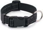 Dog Collar for Small Medium Dogs with Buckle, Breathable Adjustable Nylon Reflective Dog Collars, Black/Medium