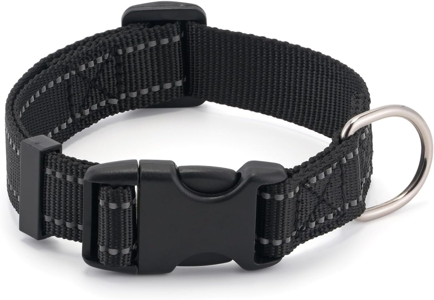 Dog Collar for Small Medium Dogs with Buckle, Breathable Adjustable Nylon Reflective Dog Collars, Black/Medium Dog Collar for Small Medium Dogs with Buckle, Breathable Adjustable Nylon Reflective Dog Collars, Black/Medium