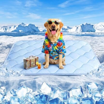 Dog Cooling Mat for Large Dogs, Long-Lasting Cool Pad for Dogs Outdoor & Indoor Use with Ice Silk Fabric & Waterproof Cover, Cooling Pet Bed 36" x 26", Non-Slip Washable Pet Blanket (Cryo Ice Blue)