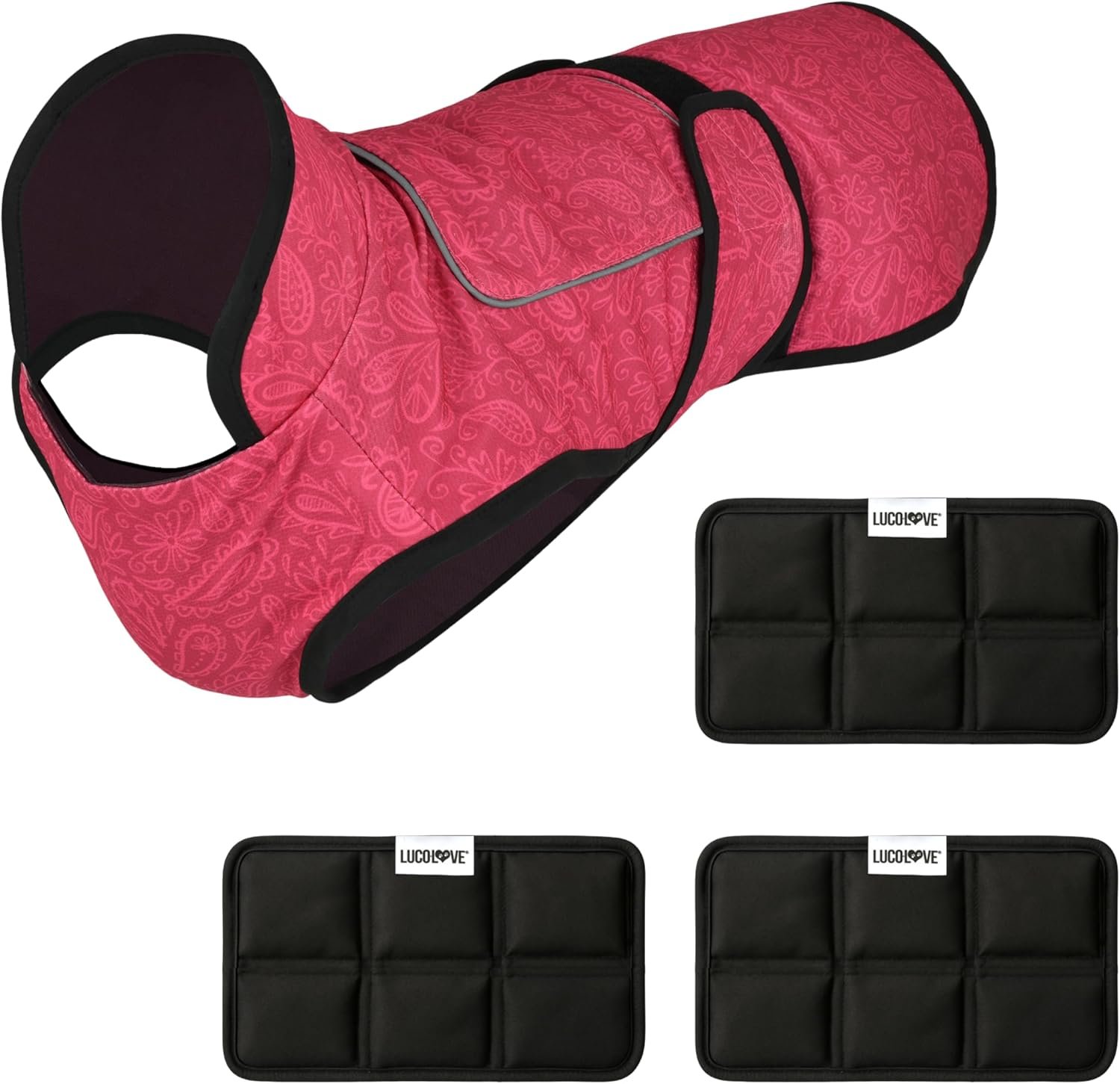 Dog Cooling Vest + 3 Spare Ice Packs – 2-Layer Evaporative Cooling Jacket with High Collar, UV Protection & Size-Matched Ice Pack – Cooling Vest for Dogs for Hot Weather (Pink Floral, Medium) Dog Cooling Vest + 3 Spare Ice Packs – 2-Layer Evaporative Cooling Jacket with High Collar, UV Protection & Size-Matched Ice Pack – Cooling Vest for Dogs for Hot Weather (Pink Floral, Medium)