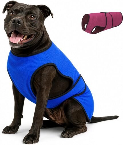 Dog Cooling Vest, Lightweight Cooling Shirt, Dark Blue, L