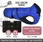 Dog Cooling Vest with Ice Pack & Cooling Collar, Blue Aqua, L - Image 2