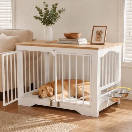 Dog Crate Furniture 38in, Wooden Indoor Pet Kennel End Table