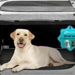 Dog Crate,30x21x21 Inch Large Dog Crate for Large or Medium Dogs, Portable and Foldable Design of Dog Cage, Perfect for Travel or Home Use, Dog Kennel with 3-Door and Durable Mesh Windows, Light Grey