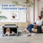 Dog Crate,30x21x21 Inch Large Dog Crate for Large or Medium Dogs, Portable and Foldable Design of Dog Cage, Perfect for Travel or Home Use, Dog Kennel with 3-Door and Durable Mesh Windows, Light Grey - Image 2