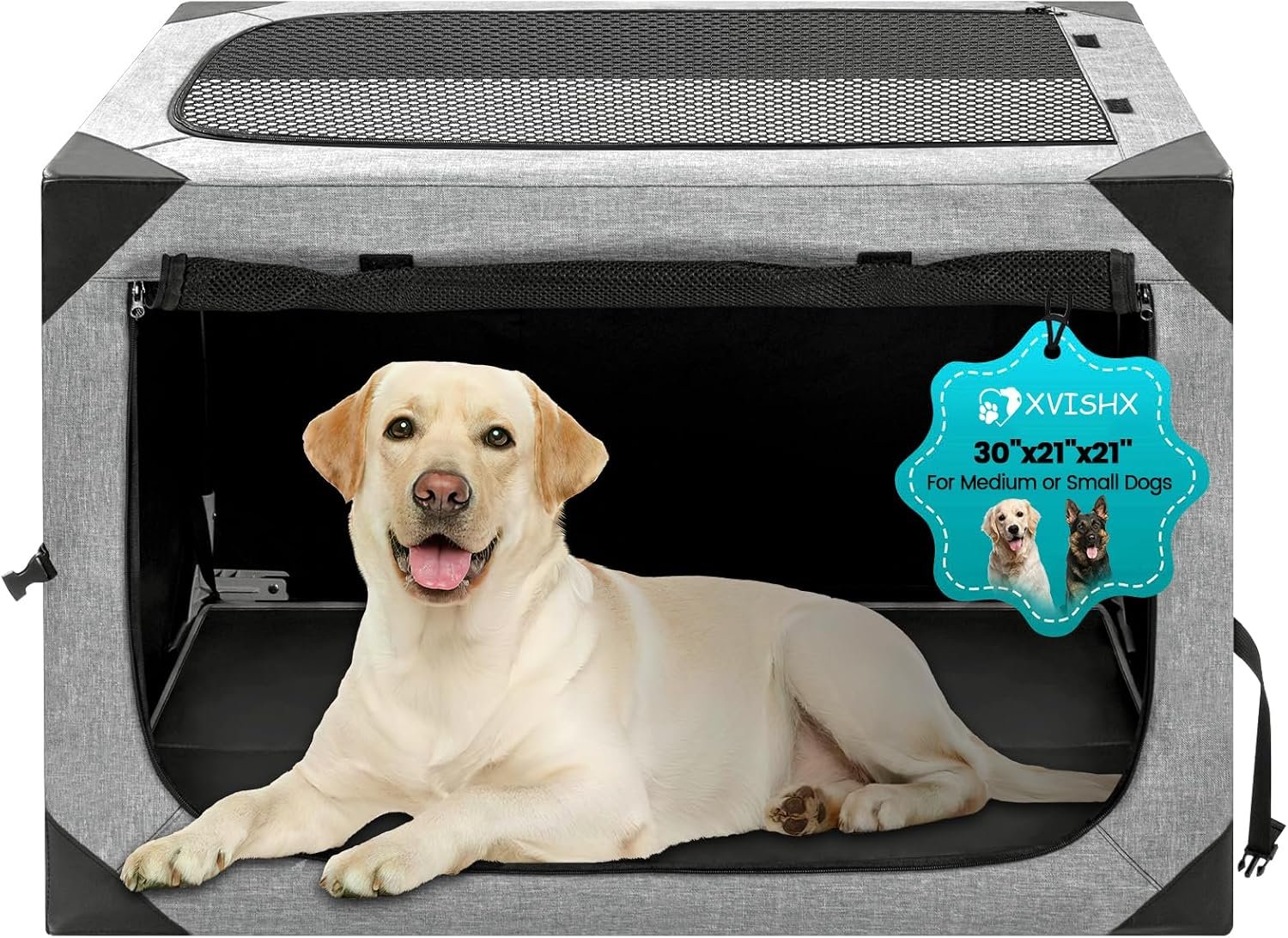 Dog Crate,30x21x21 Inch Large Dog Crate for Large or Medium Dogs, Portable and Foldable Design of Dog Cage, Perfect for Travel or Home Use, Dog Kennel with 3-Door and Durable Mesh Windows, Light Grey Dog Crate,30x21x21 Inch Large Dog Crate for Large or Medium Dogs, Portable and Foldable Design of Dog Cage, Perfect for Travel or Home Use, Dog Kennel with 3-Door and Durable Mesh Windows, Light Grey
