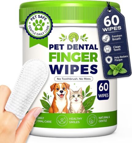 Dog Dental Wipes for Teeth Cleaning, Finger Toothbrush Wipes for Dogs Cats,Dog Teeth Cleaning Wipes Reduce Bad Breath & Plaque Tartar, No-Rinse Daily Oral Care,Dog Toothbrush & Toothpaste Alternatives