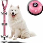 Dog Door Bell for Potty Training, 2-in-1 Set with Adjustable Hanging Bell(Includes 7 Stainless Steel Bells) and Metal Press Call Bell,Pink