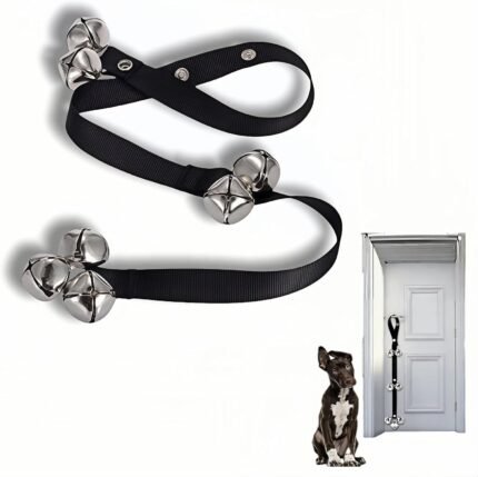 Dog Doorbell for Potty Training, Adjustable Length with 7 Extra Loud Bells, Black Nylon Strap with Metal Bells, 31-33 Inches