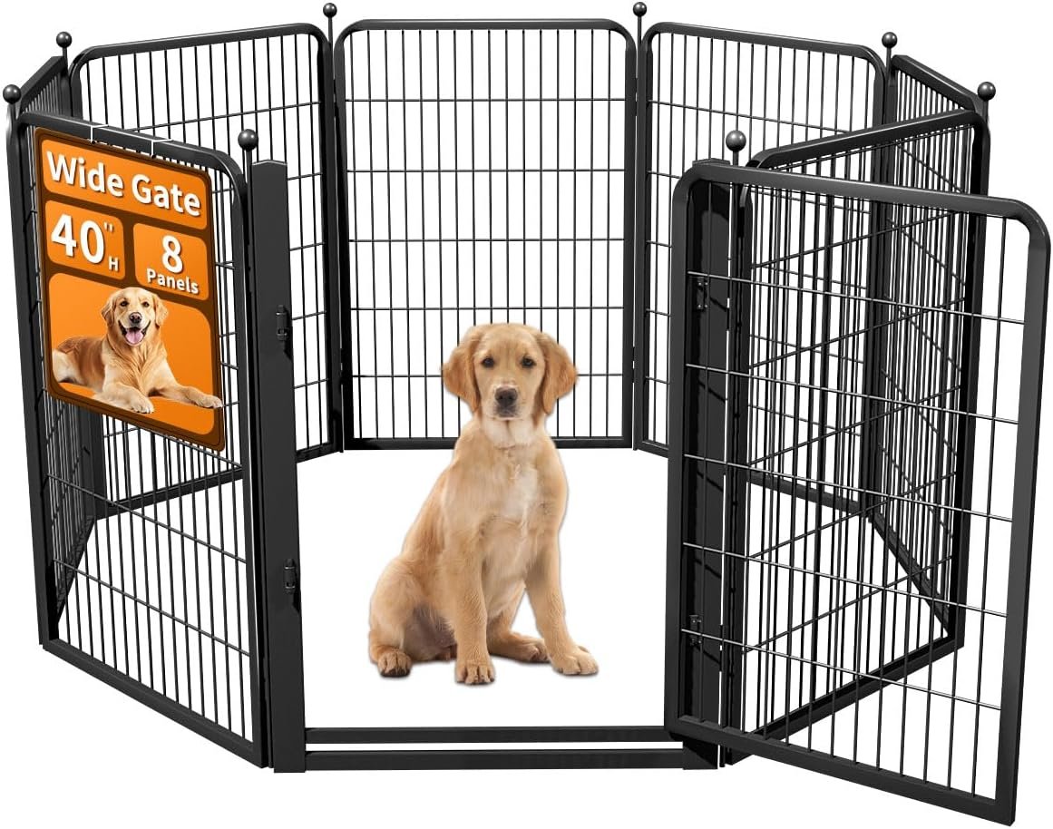 Dog Fence Outdoor Pens Outside,Portable Dog Play Pen 40″ H 8 Panels Pet Playpen Exercise Pens for Puppys Small Medium Large Dogs RV Camping Yard Garden Indoor Wide Gate Dog Fence Outdoor Pens Outside,Portable Dog Play Pen 40″ H 8 Panels Pet Playpen Exercise Pens for Puppys Small Medium Large Dogs RV Camping Yard Garden Indoor Wide Gate