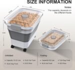 Dog Food Storage Container, 15-23 Lbs Collapsible Dog Food Container with Transparent Airtight Lid, Wheels and Scoop, Travel Pet Food Storage Container for Cat, Dog and Bird, Keep Dry Food Fresh - Image 2