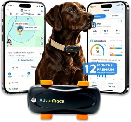 Dog GPS Tracker, Virtual Fence & AI Health Monitor, Waterproof (with 12 M Sub)