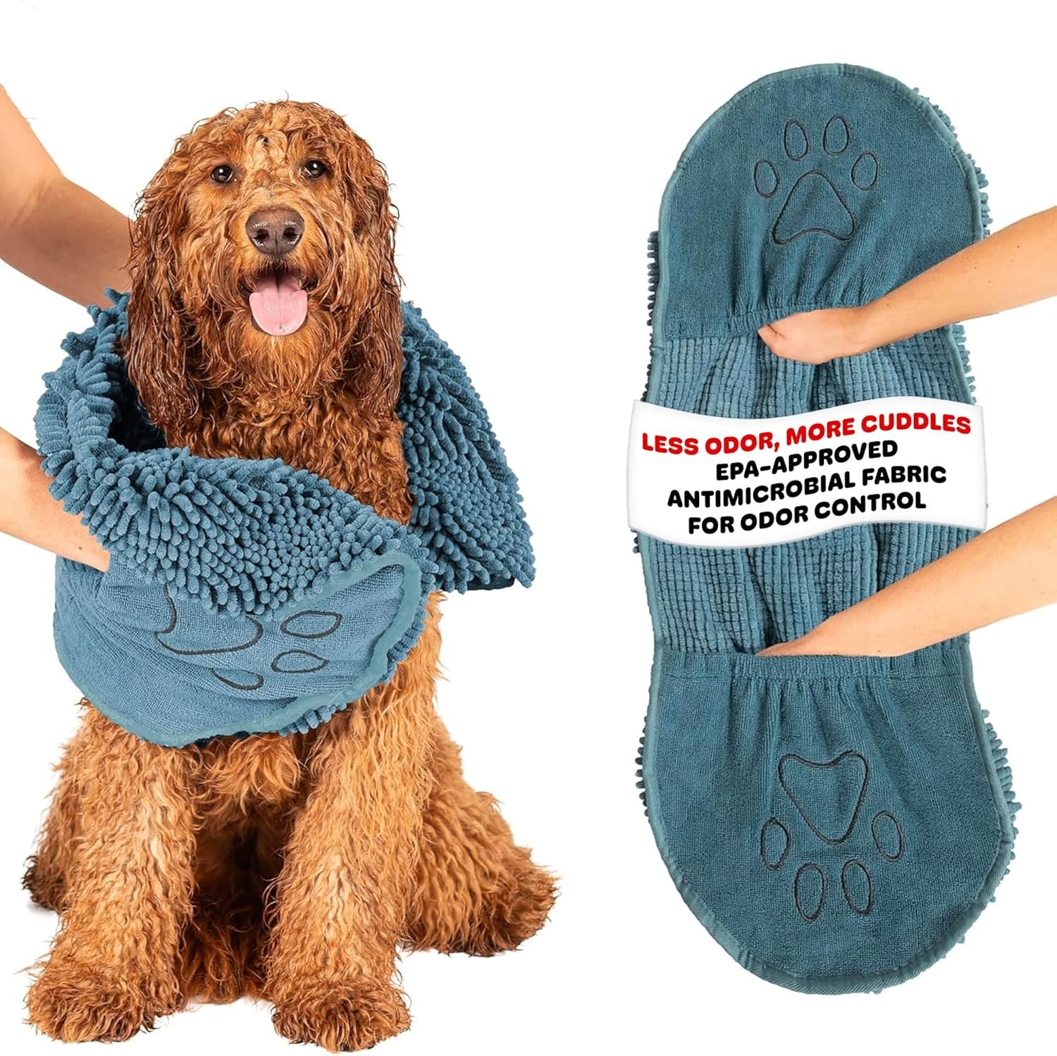 Dog Gone Smart The Dirty Dog Shammy Bath Towel – Pacific Blue, 31×13 in Dog Gone Smart The Dirty Dog Shammy Bath Towel – Pacific Blue, 31×13 in