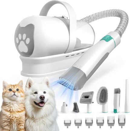 Dog Grooming Kit, Pet Grooming Vacuum with Pet Clipper Nail Grinder, Dog Hair Vacuum with 6 Pet Grooming Tools for Dogs Cats Shedding Grooming