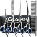 Dog Grooming Scissors Kit with Safety Round Tips, GLADOG Professional 6 in 1 Grooming Scissors for Dogs, Sharp and Heavy-duty Dog Grooming Shears for Dogs Cats Pets