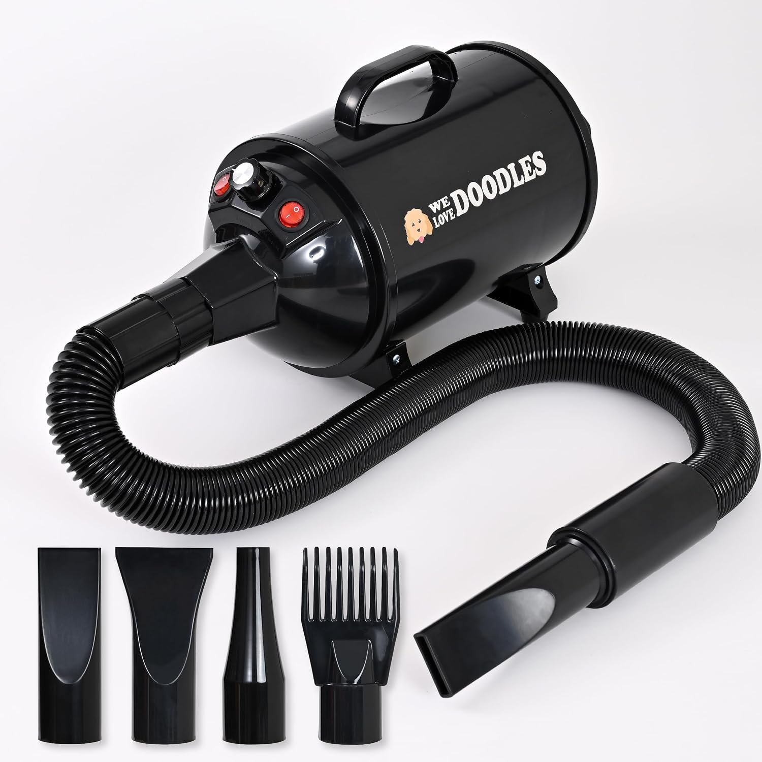 Dog Hair Dryer, High Velocity Blow Dryer & Pet Blower for Grooming, Black Dog Hair Dryer, High Velocity Blow Dryer & Pet Blower for Grooming, Black