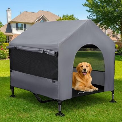 Dog House, 42” Large Dog House Outdoor Indoor Elevated Dog Cot Bed