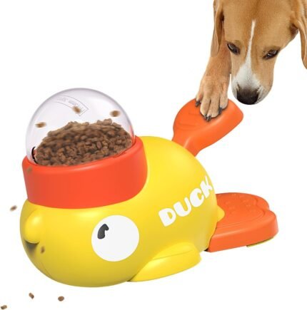Dog Interactive Treat Dispenser Toy, Food Puzzle Slow Feeder (Yellow)