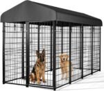 Dog Kennel Outside with Roof, 8'x6'x4' Outdoor Dog Kennel