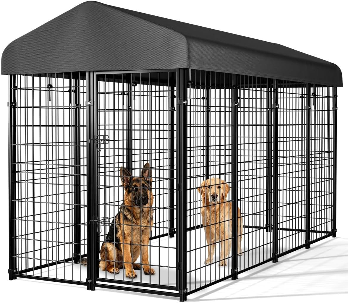 Dog Kennel Outside with Roof, 8’x6’x4′ Outdoor Dog Kennel Dog Kennel Outside with Roof, 8’x6’x4′ Outdoor Dog Kennel