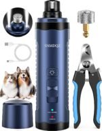 Dog Nail Grinder, Dog Nail Trimmers, and Clippers Kit with 2 LED Lights. Super Quiet Electric Pet Nail Grinder, Rechargeable, for Small, Medium, and Large Dogs & Cats, 2 Diamond Grinding Wheels.