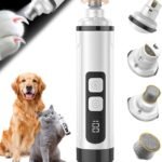Dog Nail Grinder Electric Powerful 3 Speeds Dog Nail Clippers with Lights Quiet Cat Nail Clipper Painless Care Trimmers Tools for Small Medium Large Dogs and Cats (Black)