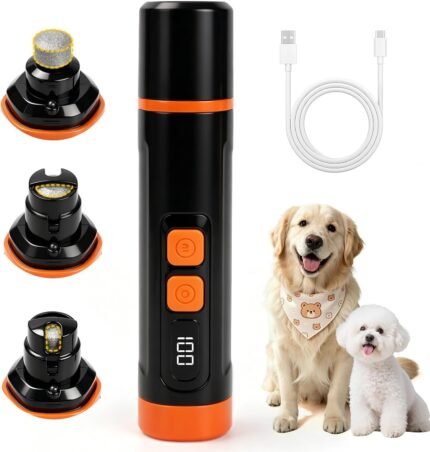 Dog Nail Grinder, Quiet 3-Speed with LED & Safety Guard