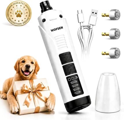 Dog Nail Grinder, Ultra-Quiet 37dB, Low Vibration Pet Nail Trimmer Painless