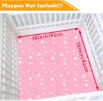 Dog Playpen Bottom Pad Fits for 36 Inch 4 Panels Exercise Pet Playpen, Dog Crate Pad Puppy Playpen Pad, Hoop and Loop Design (Note: Playpen Not Included). -Pink - Image 2