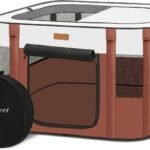 Dog Playpen – Foldable Cat Play Pens for Pubby, Kitten, Rabbit, Portable Pet Tent with Carring Bag for Indoor/Outdoor Travel Camping (Brown-Small)
