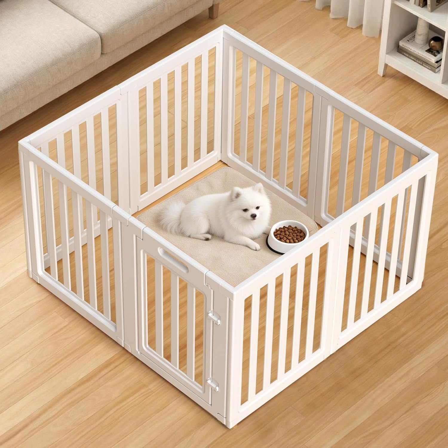 Dog Playpen Indoor,Puppy Playpen,White 23.6″ H, 8 Panels Dog Playpen Indoor,Puppy Playpen,White 23.6″ H, 8 Panels