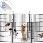 Dog Playpen,32/40/45 Inch Height in Heavy Duty, Folding Indoor Outdoor Anti-Rust Dog Exercise Fence, Portable Pet Playpen with Door for Large Medium Small Dogs and Pet (16 Panels, 32 Inch) Silver