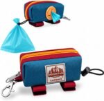 Dog Poop Bag Holder for Leash, Large-Capacity Canvas Pouch, Blue