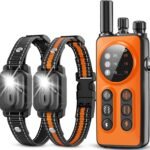 Dog Shock Collar 2 Dogs, 3300ft Dog Training Collar with Remote, Real-time Dual-Channel Remote with 3 Training Modes, Beep, Vibration, Safety Shock, Light, Fits 8-120 lbs All Breeds Sizes – Orange