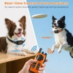 Dog Shock Collar 2 Dogs, 3300ft Dog Training Collar with Remote, Real-time Dual-Channel Remote with 3 Training Modes, Beep, Vibration, Safety Shock, Light, Fits 8-120 lbs All Breeds Sizes - Orange - Image 2