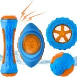 Dog Squeaky Toys Pack 4 Pcs, Pool Toys, Floating Toys for Interactive Fetch & Play, Dog Beach Toy Set, TPR