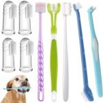 Dog Toothbrush, 360 Degree Finger Toothbrushes, Triple Head Toothbrushes, Double Head Toothbrush,Cleaning Brushes for Dog Cat Oral Dental Health (9 Pack)