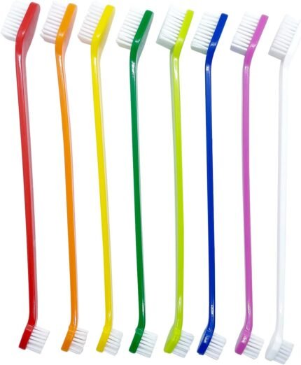Dog Toothbrush Set of 8 – Dual Headed Dental Hygiene Brushes for Small to Large Dogs, Easy Teeth Cleaning & Dental Care,Dog Tooth Brushes for Small to Large Dogs, Cats, and Most Pets