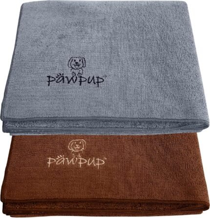 Dog Towels for Drying Dogs Super Absorbent Microfiber Pet Grooming Towel for Dogs, Cats and Other Pets (40 x 24 Inches, Brown and Grey)