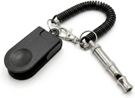 Dog Training Clicker and Whistle Set, 2-in-1 Positive Reinforcement Tool for Puppies, Dogs and Cats, Behavior Correction Device, Dog Training Tool Kit, Black