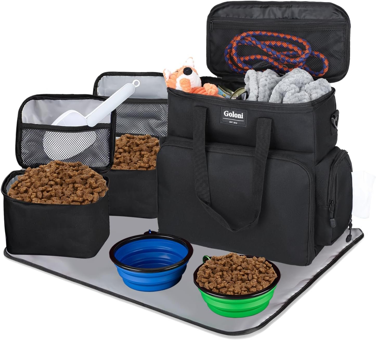 Dog Travel Bag Airline Approved–Pet Travel Tote with Collapsible Bowls,Food Containers & Feeding Mat–Multi-Pocket Organizer for Dogs & Cats, Durable & Water-Resistant for Hiking,Trips,Outdoors Dog Travel Bag Airline Approved–Pet Travel Tote with Collapsible Bowls,Food Containers & Feeding Mat–Multi-Pocket Organizer for Dogs & Cats, Durable & Water-Resistant for Hiking,Trips,Outdoors