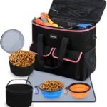 Dog Travel Bag – Dog Travel Kit for a Weekend Away Set Includes Pet Travel Bag Organizer for Accessories, 2 Collapsible Bowls, 2 Travel Food Container