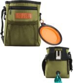Dog Treat Training Pouch with Built-in Poop Bag Dispenser, Army Green