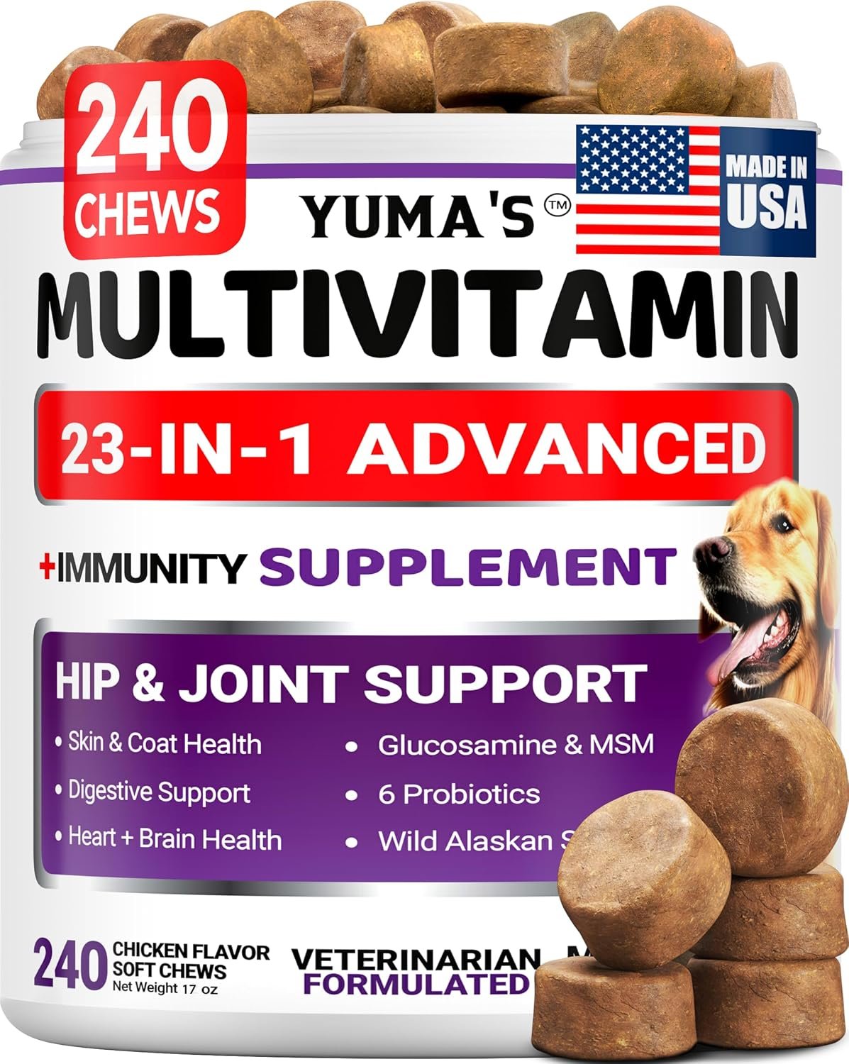 Dog Vitamins and Supplements, 240 Treats, Dog Multivitamin with Glucosamine Dog Vitamins and Supplements, 240 Treats, Dog Multivitamin with Glucosamine
