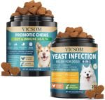 Dog Yeast Infection Treatment & Probiotics for Dogs Bundle, 2 x 200 Soft Chews with Caprylic Acid, Probiotics, Digestive Enzymes & Pumpkin, Gut Health