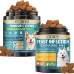 Dog Yeast Infection Treatment & Probiotics for Dogs Bundle, 2 x 200 Soft Chews with Caprylic Acid, Probiotics, Digestive Enzymes & Pumpkin, Gut Health