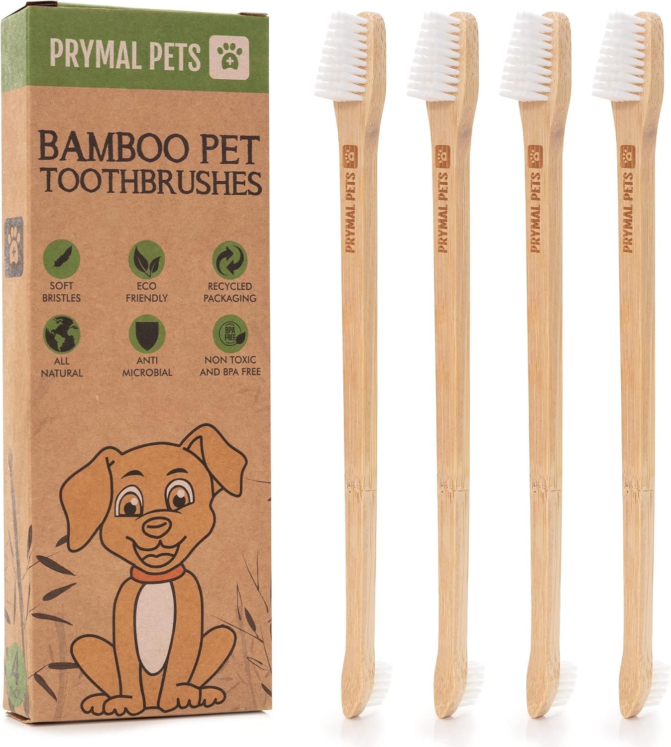 Dog and Cat Toothbrush – Two Sided Bamboo, Soft Bristles 4-Pack Dog and Cat Toothbrush – Two Sided Bamboo, Soft Bristles 4-Pack