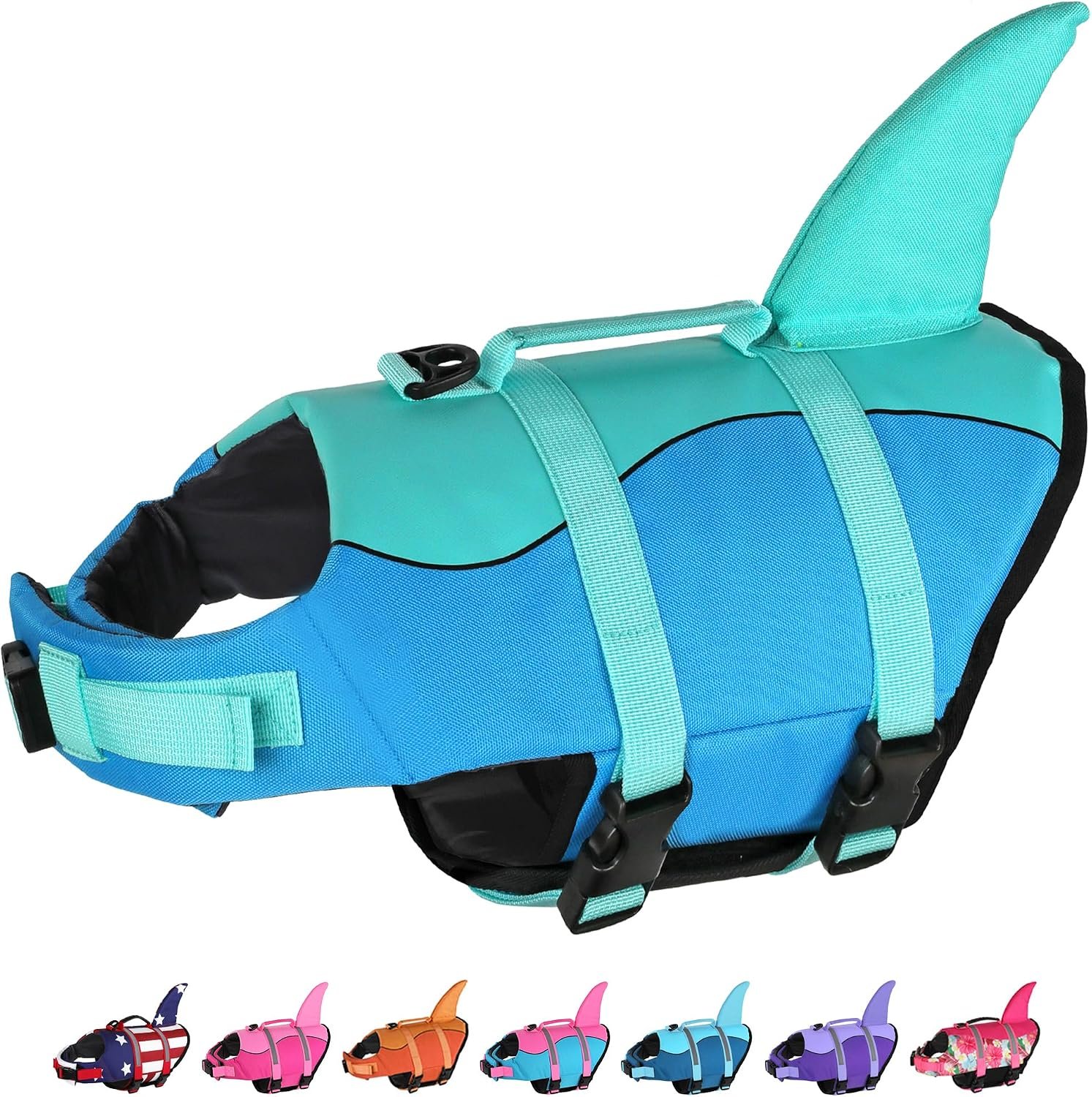 Dogcheer Dog Life Jacket, Cute Shark Dog Life Vest for Swimming Boating with Superior Buoyancy and Rescue Handle, Adjustable Puppy Floating Swim Vest for Small Medium Large Dogs – Pool Blue, XS Dogcheer Dog Life Jacket, Cute Shark Dog Life Vest for Swimming Boating with Superior Buoyancy and Rescue Handle, Adjustable Puppy Floating Swim Vest for Small Medium Large Dogs – Pool Blue, XS