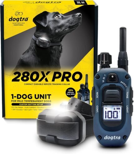Dogtra 280X PRO E-Collar with Remote [New Edition] 3 Configurable Layout Modes, 12% Slimmer, 1/2 Mile Range, 100 Levels Precise Control, Waterproof, LED Light, Boost, XPP Vibration, Safety Lock & Tone